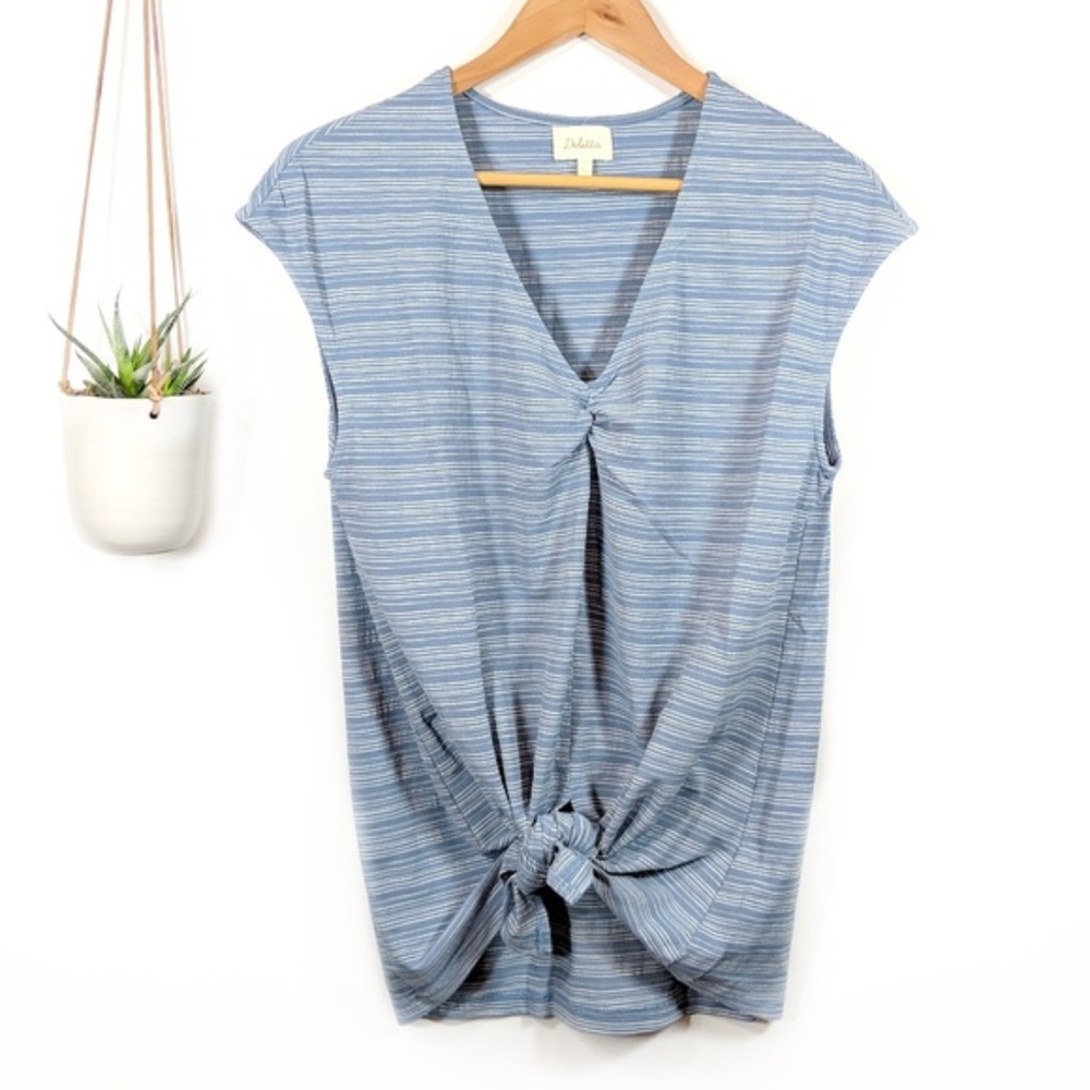 anthro deletta striped knotted top L